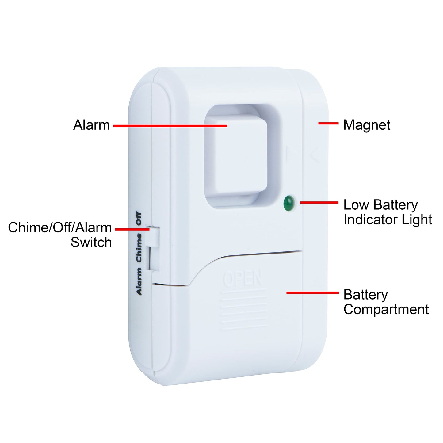 GE Personal Security Window and Door Alarm, 2 Pack, DIY Protection, Burglar Alert, Wireless Chime/Alarm, Easy Installation, Home Security, Ideal for Home, Garage, Apartment and More, White, 45115