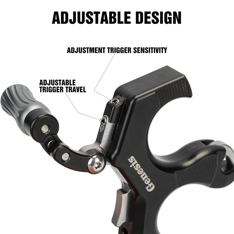 LWANO Thumb Bow Release - 3&4 Finger Adjustable Archery Compound Bow Release Aid, with Trigger Travel and Pressure Adjustable (Black)