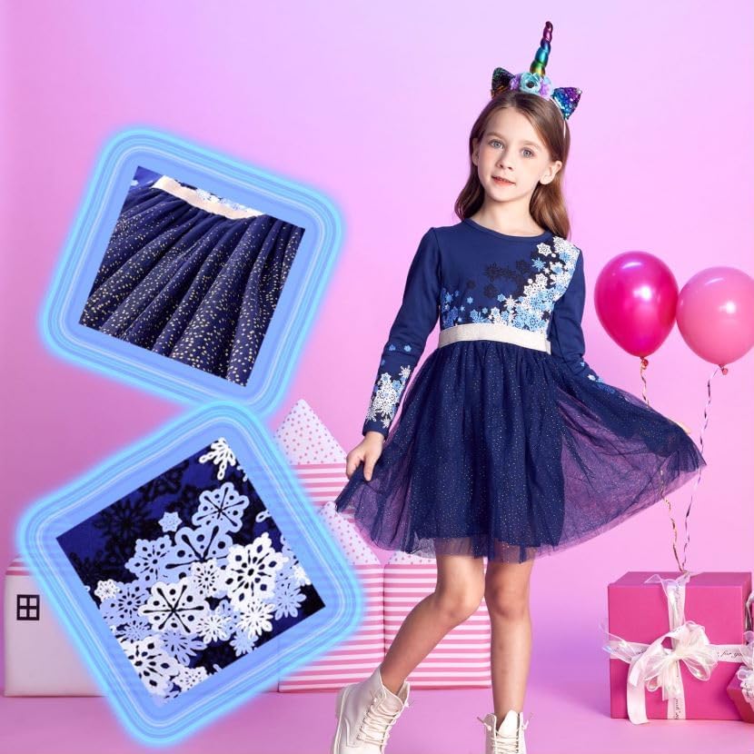 VIKITA Toddler Girl Dress Winter Long Sleeve Tutu Party Dresses for Girls 3-7 Years, Knee-Length (LH4583, 4T)