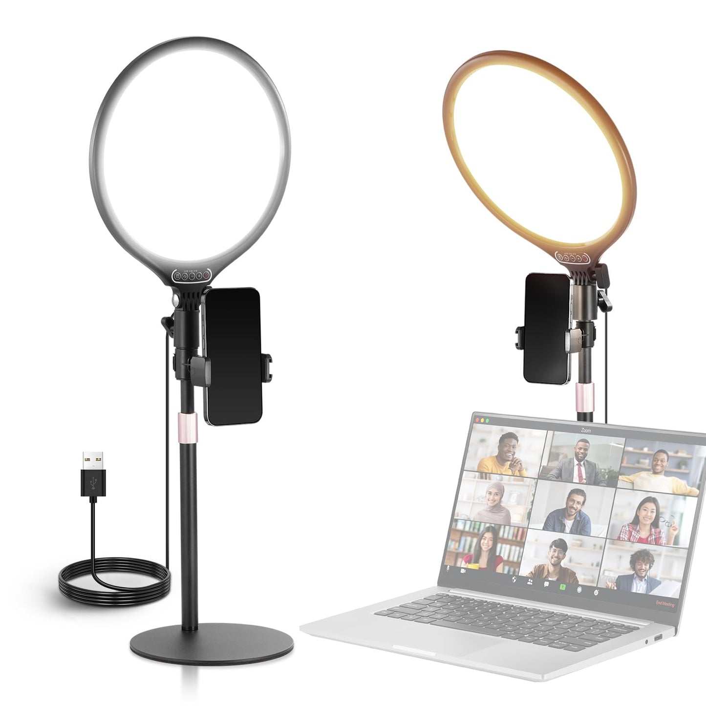 NEEWER Basics 7" Desk Ring Light for Video Recording, 10W Dimmable Full Screen Key Lighting with Stand&Phone Holder for iPhone Computer Laptop Vlog Live Streaming Video Conference, R06