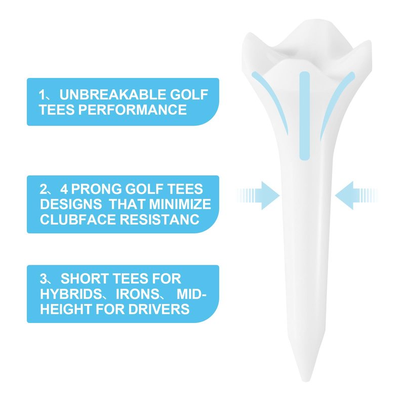 Weslymoo 1 1/2 Inch Plastic Golf Tees, Short Tees 120 Pack with Low-Friction Design for Iron、Par Threes、Hybrids and Driving Range, with High Stability and Low-Friction Performance Golf Tees Plastic