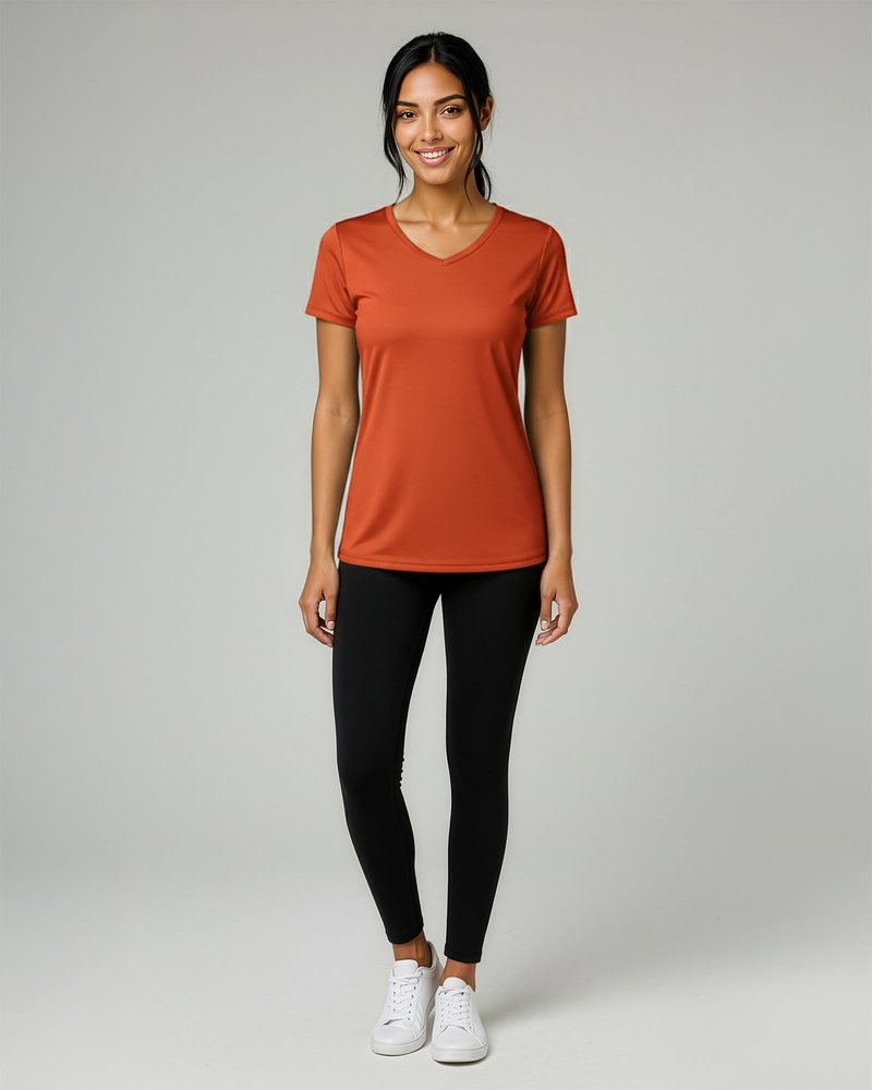 Real Essentials 5 Pack: Women's Dry-Fit Short Sleeve V Neck T Shirt Workout Fitness Yoga Top Tee, Set 12, S