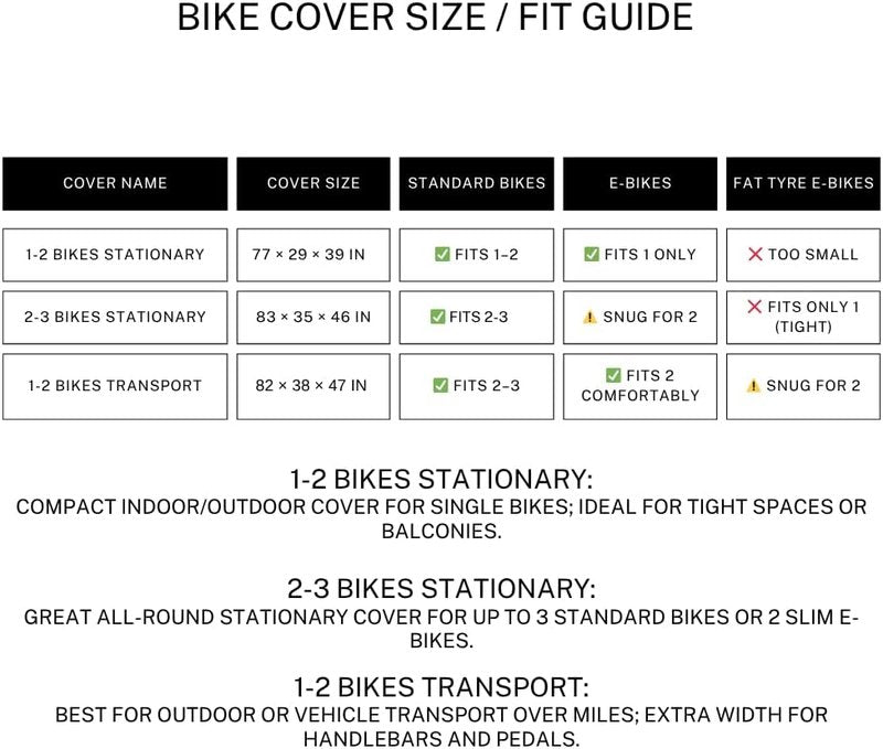 Bike Cover - Waterproof Heavy Duty Oxford for 1-2 Bikes | Tear Resistant & Windproof with Carry Bag