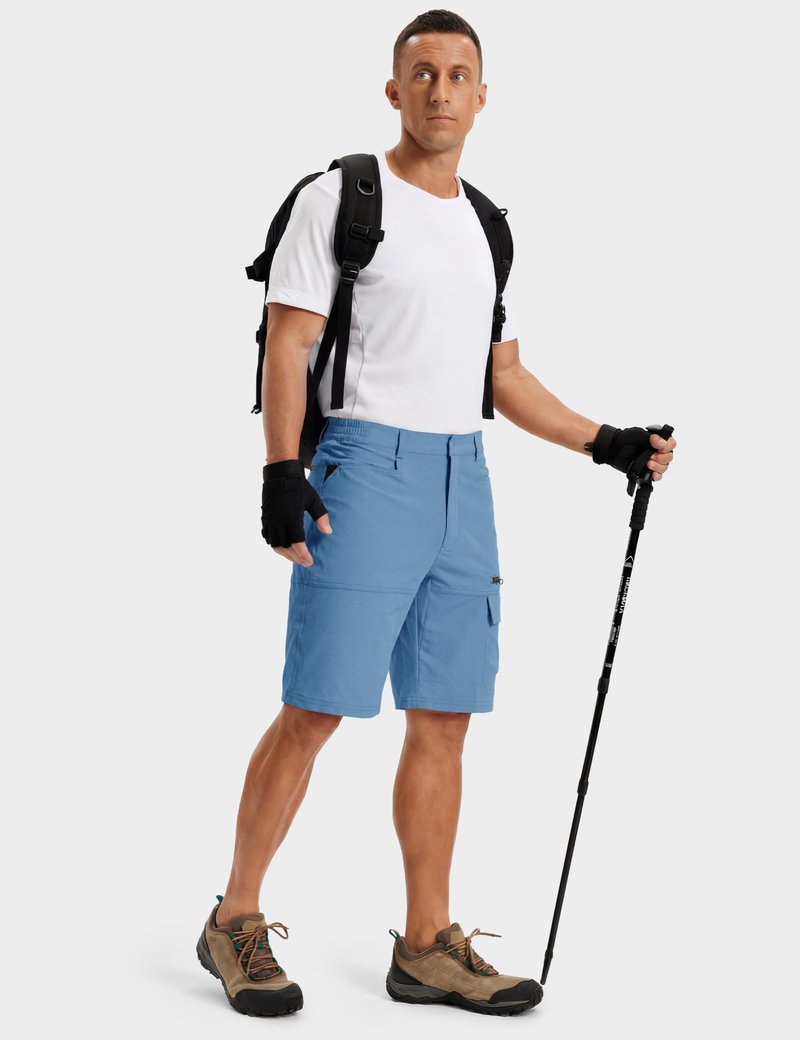 TACVASEN Men's Casual Shorts Lightweight Quick Dry Cargo Hiking Tactical Shorts Golf Dress Outdoor Summer with Pockets Light Blue 40