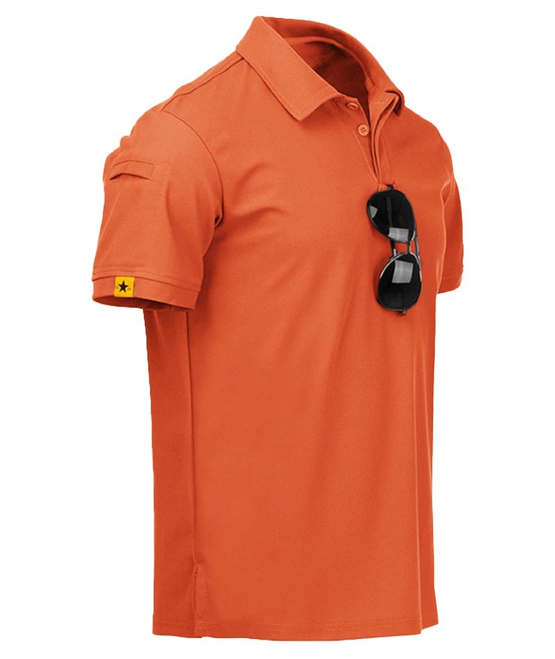 ZITY Mens Polo Shirt Short Sleeve Sports Tactical T-Shirt Athletic Golf Polos Daily Casual Stylish Collared Shirts for Men Orange 4X-Large