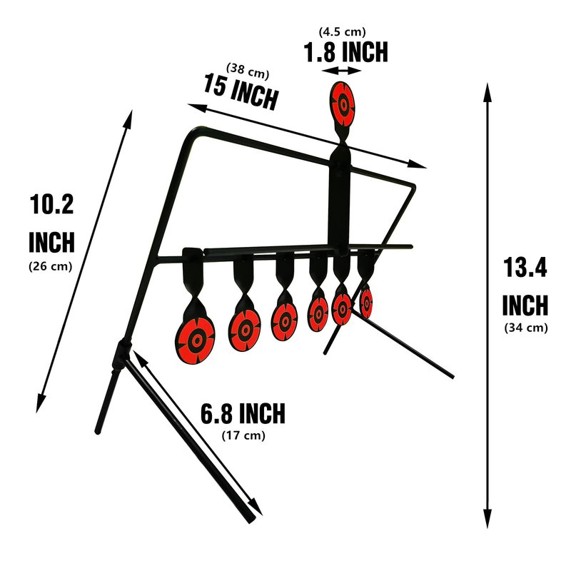 Atflbox Resetting Targets for Airgun Pellet BB Guns, 6 Steel Targets for Shooting, Rated for .177 Caliber