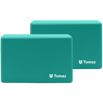 Tumaz Non-Slip Yoga Blocks 2-Pack - High Density/Lightweight EVA Foam & Natural Cork for Stability, Premium Set with E-Book Included