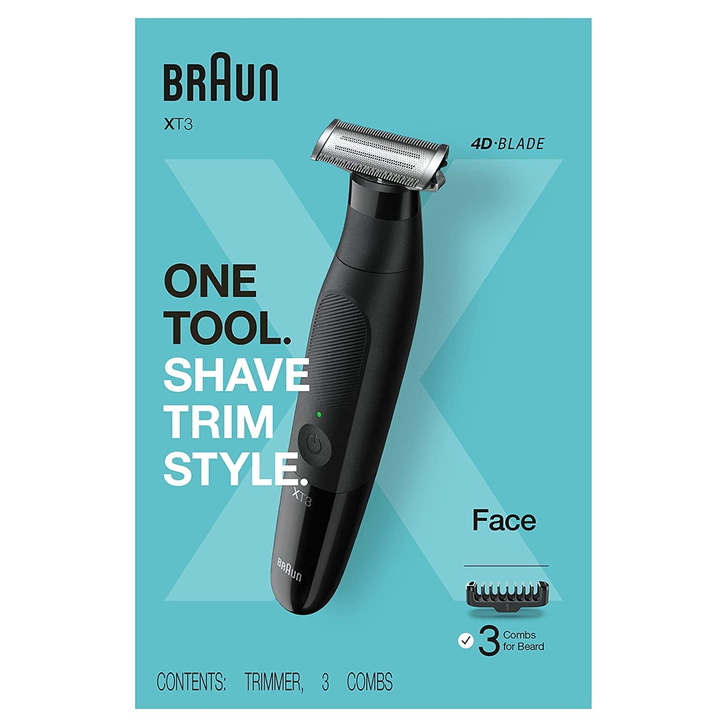 Braun Series XT3 - Beard Trimmer, Shaver, Electric Razor for Men, Manscaping Kit, Durable Blade, XT3000