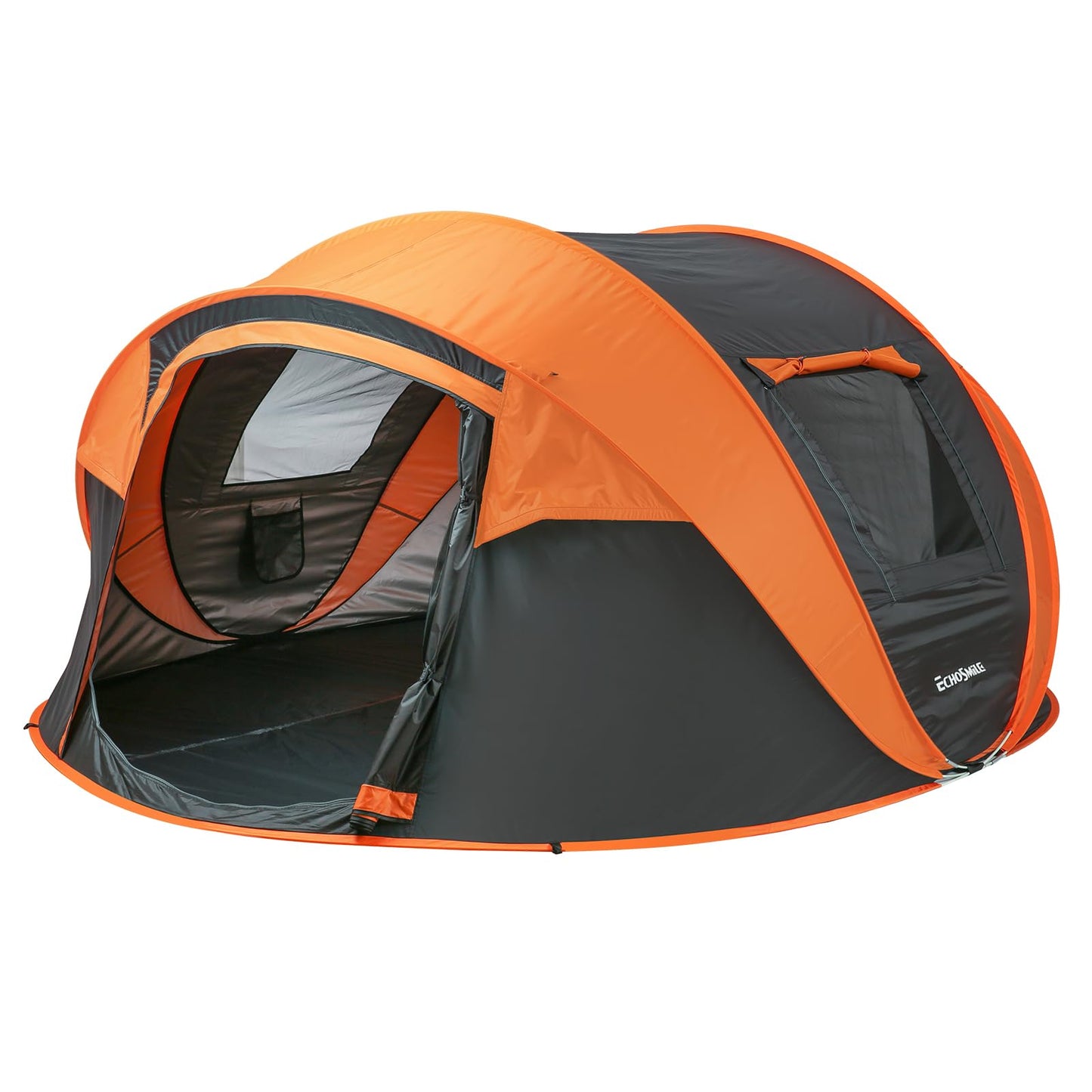 EchoSmile Camping Instant Pop Up Dome Tent, 4/6/8 Person, Water Resistant, Easy Setup for Camping Hiking and Outdoor, Portable with Carry Bag, 3 Season (Black&Orange (5-8 Person))