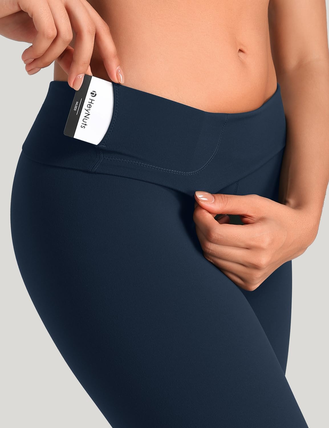 HeyNuts Pure&Plain Workout Pro 7/8 Leggings for Women, High Waisted Athletic Compression Tummy Control Yoga Pants 25'' True Navy M(8/10)