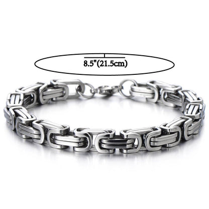 COOLSTEELANDBEYOND Masculine Style Stainless Steel Braid Link Bracelet for Men Silver Color Polished