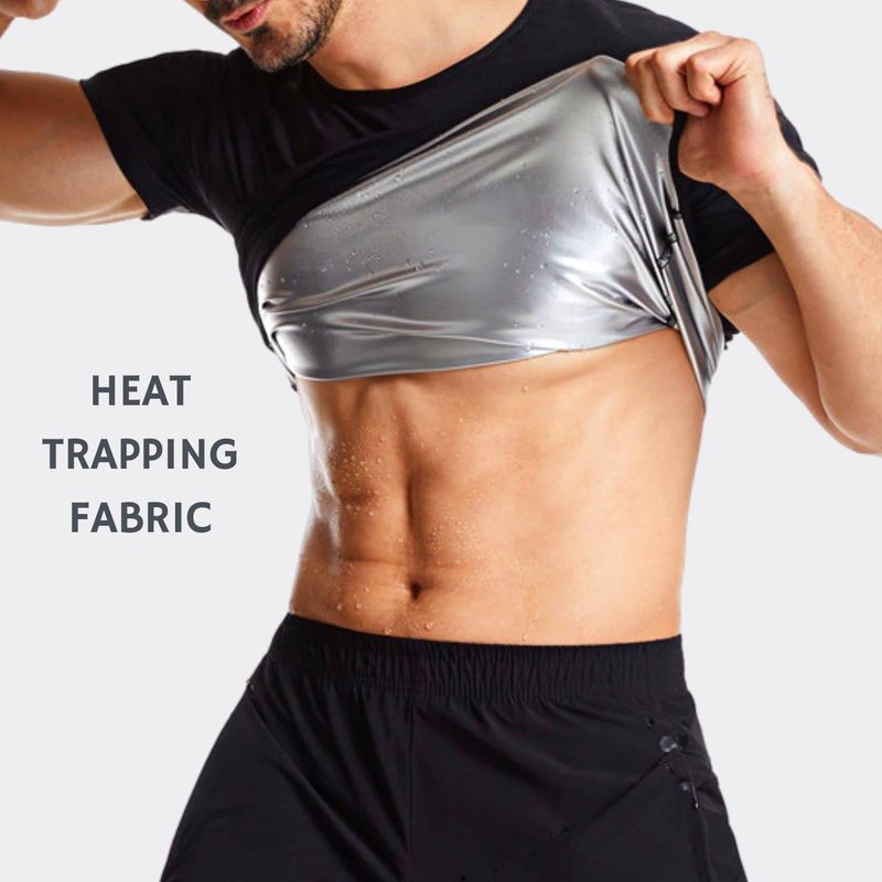 Nano Hertz Sauna Sweat Suit Weight Loss Shapewear Top Shirt Waist Vest Trainer Workout Body Shaper Sweatsuit Exercise Fitness Gym Short Sleeves Men Guys