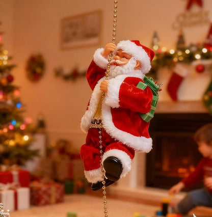 Climbing Santa On Rope,Santa Claus Musical Climbing Rope,Santa Climbing Rope, Christmas Hanging Ornament for Tree, Window, Wall, Home Décor (1Pcs)