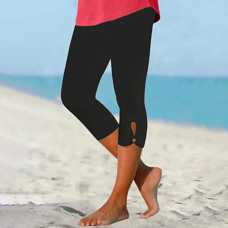 Cheyubny Capri Leggings for Women 2026 Summer Stretch Plus Size High Waisted Soft Casual Workout Yoga Pants with Pockets
