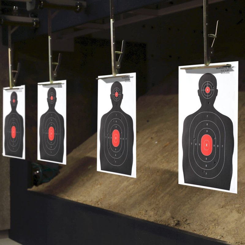 Juvale Paper Shooting Targets for Shooting Range - 50 Pack, 14 x 22 in, Silhouette & Red Bullseye - Pistol Targets