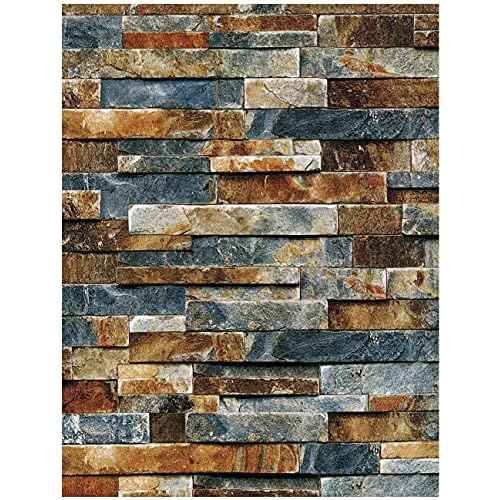LiKiLiKi Stone Brick Wallpaper Peel and Stick Wallpaper Removable Contact Paper Faux Brick Wall Covering Roll Home Decoration Wall Paper Self Adhesive Vinyl 17.71''x118'' for Kitchen Backsplashes