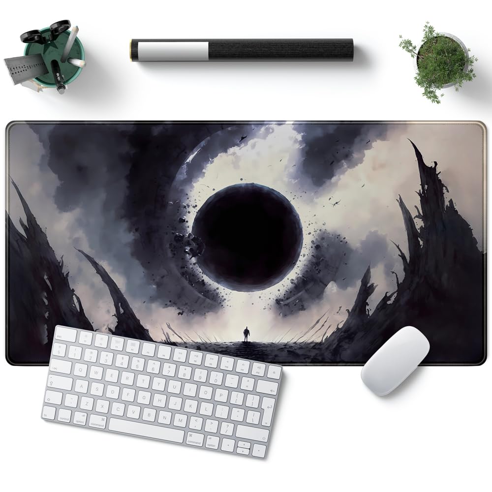 Black Moon Mousepad Gaming MTG Playmat Desk Mat Original Aesthetics Mouse Pad Large Gaming Mouse Pads Desk Pad XXL Keyboard Mat Full Desktop Mat Desk Cover Pad for Work Office Game (31.5x15.7 in)