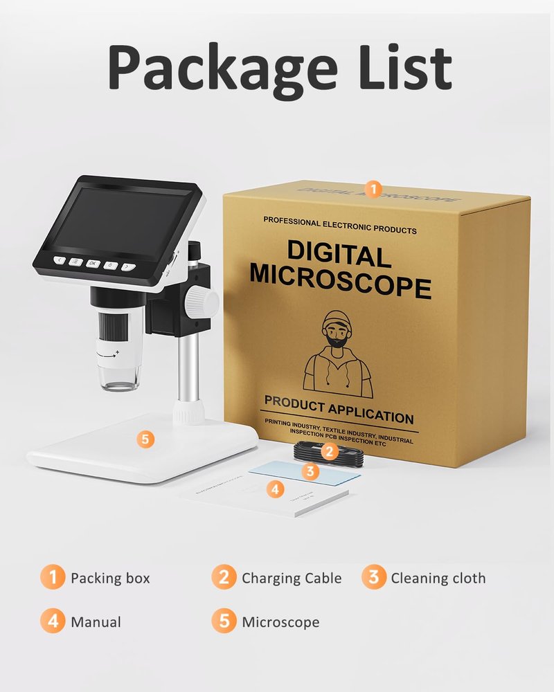 Digital Coin Microscope 1000X, 4.3" LCD Coin Magnifier with Screen for Error Coins, 1080P USB Microscope with 8 Adjustable LED Lights, Photo & Video, Built-in Storage, Compatible with Windows/MacOS