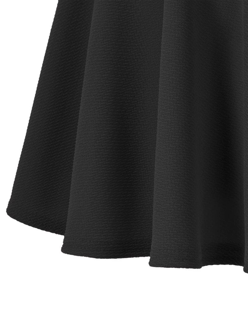 Urban CoCo Women's Basic Versatile Stretchy Flared Casual Mini Skater Skirt (Medium, Black)