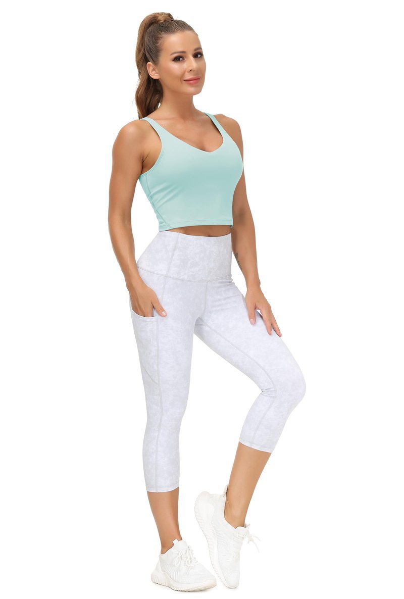 Women’s Longline Sports Bra Wirefree Padded Medium Support Yoga Bras Gym Running Workout Tank Tops (Light Blue, X-Large)