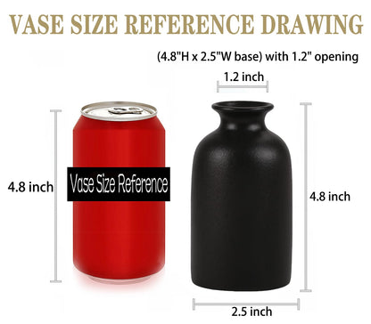 Ceramic Black Small Vase, Dry Flower Vases Minimalism Style for Modern Table Shelf Fit Fireplace Bedroom Kitchen Living Room Home Decor (Black, Small)