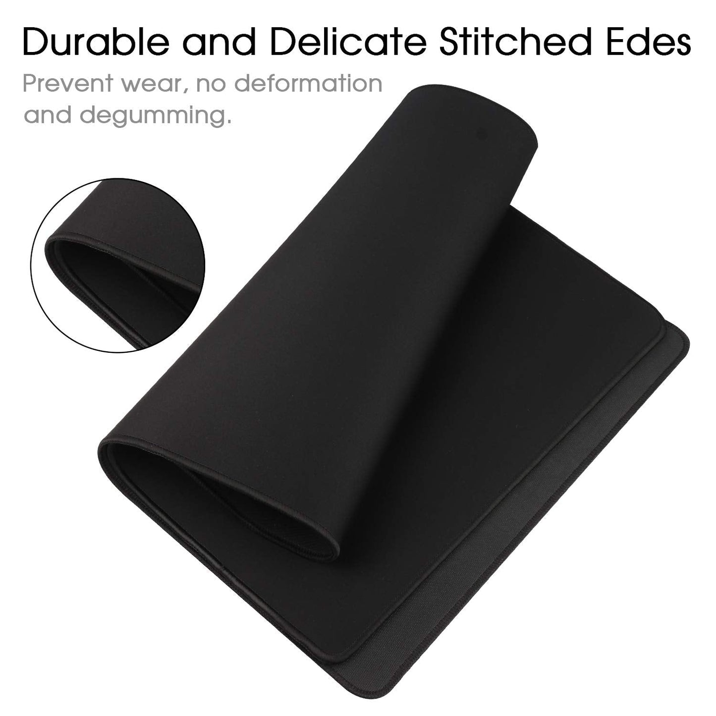 HIHUHEN Gaming Mouse Mat/Large Mouse Pad 800 x 400 x 3mm / XXL mouse pad/large size | improved precision and speed | rubber base for stable grip on smooth surfaces | non-slip (80x40 Black)