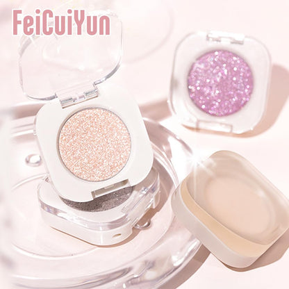 FeiCuiYun Glitter Shimmer Sparkle Eye Shadow Palette Makeup for Old Women, Pearl White Silver Glitter Shimmer Metallic Holographic Iridescent Cream Iridescent Single Monochrome Eyeshadow Makeup, 11