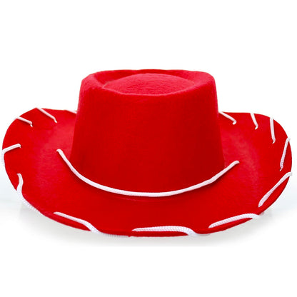 GiftExpress Red Felt Cowboy Hat with Chin Strap - Cowgirl Costume Accessory for USA Western Rodeo Theme Party & Pretend Play - Young Boy & Girls, Child Size