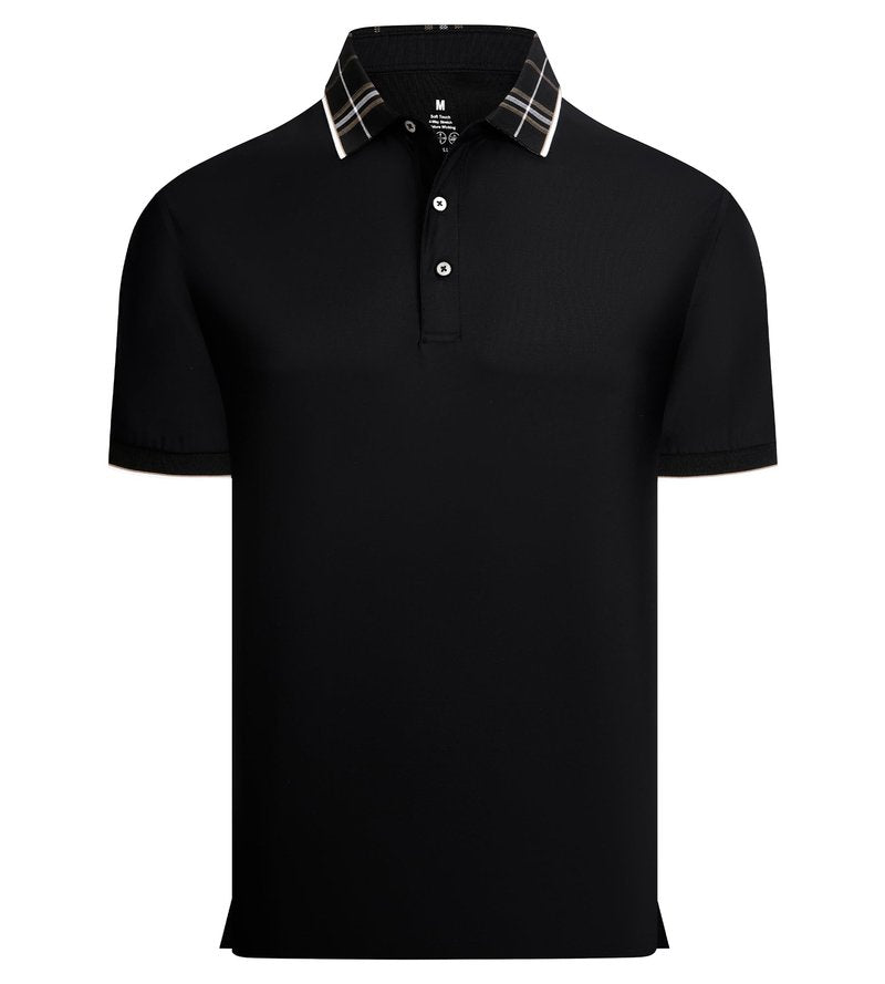 Alex Vando Mens Golf Shirts Moisture Wicking Quick-Dry Short Sleeve Fashion Designed Polo Shirts for Men,Black,M