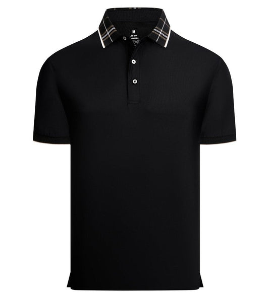 Alex Vando Mens Golf Shirts Moisture Wicking Quick-Dry Short Sleeve Fashion Designed Polo Shirts for Men,Black,M