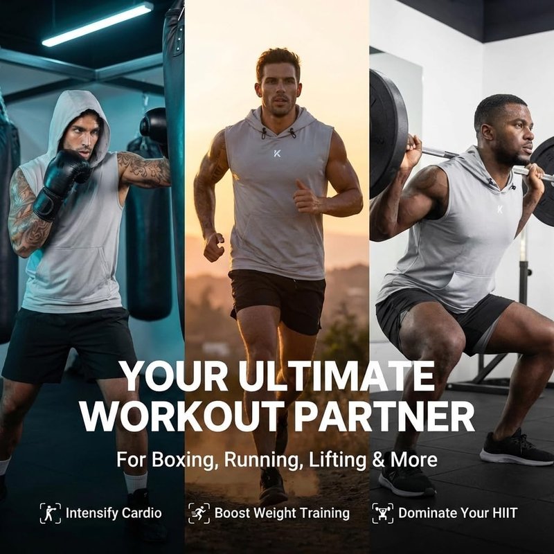 Kewlioo Sauna Shirt for Men - Heat Trapping Sweat Vest Hoodie for Fitness | Workout Sauna Suit Top