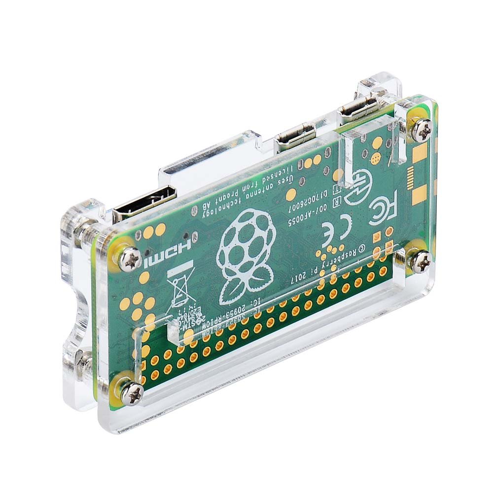 iUniker Raspberry Pi Zero Case, Case for Raspberry Pi Zero 2 w, with Heatsink, HDMI Adapter, OTG Cable, Header, ScrewDriver, Power Switch for Pi Zero 2 w/w (Clear)