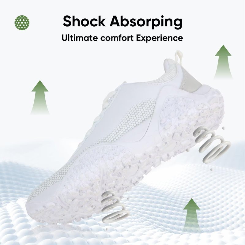 TEOHRW Wide Golf Shoes for Men Spikeless Professional Outdoor Waterproof Golfing Footwears Sneakers with Arch Support White Grey