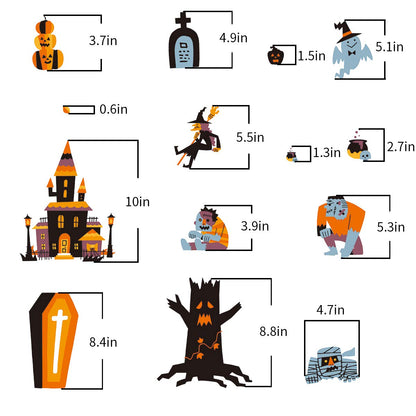 CCINEE Halloween Window Stickers - 10 Sheets Window Clings Decals for Party Decoration, Indoor & Outdoor Home Decor