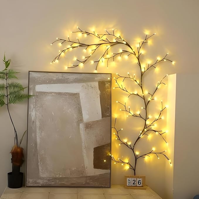 Enchanted Willow Vine Fairy Lights - 7.5Ft Christmas Decorations Twinkling Tree Branch with Remote Control, 144 LEDs Twinkle String Lights for Wall Bedroom Living Room Home Decor (1 Pack)