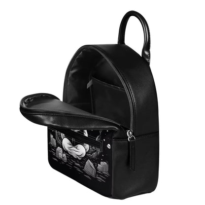 Showudesigns Ghost Purse for Teen Girls Backpack Mini Handbag for Women Gifts Shoulder Bags Casual Daypack with Zipper Cute Handbag Tote Black Skull Halloween Gifts