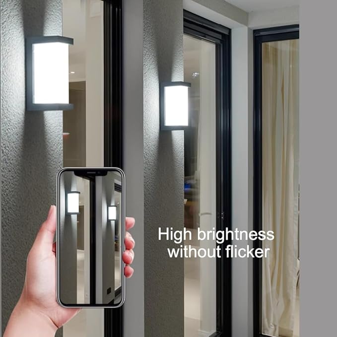 Sytmhoe Dusk to Dawn Outdoor Wall Lights, Modern LED Exterior Light Fixture,6000k Black Outdoor Wall Sconce,Ouside Light for House Porch Patio Garage Walkway Backyard Garden