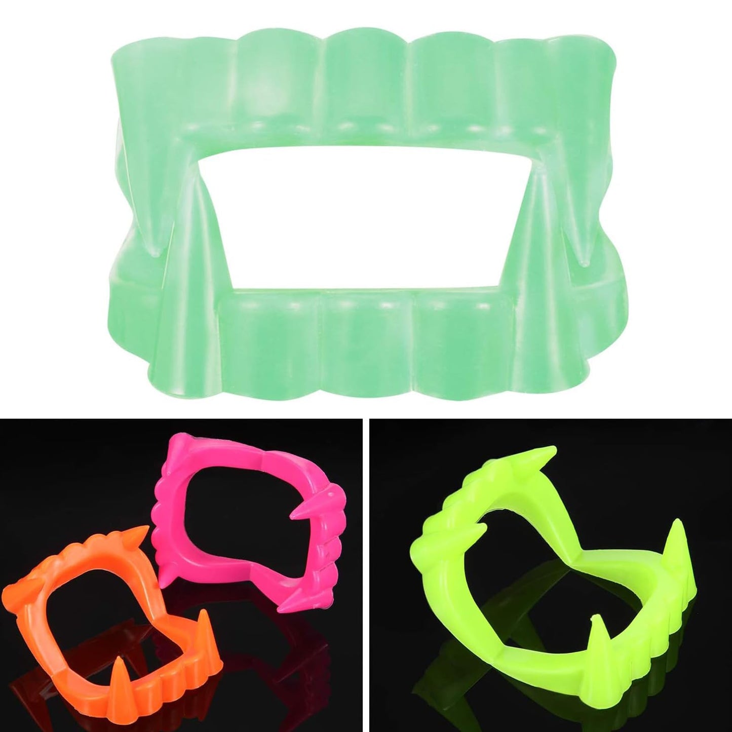 Boao 15 Pcs Halloween Vampire Teeth Bulk Plastic Vampire Fangs Bright Color Fake Teeth Cosplay Costume Accessories for Boys and Girls Halloween Party Favors Supplies