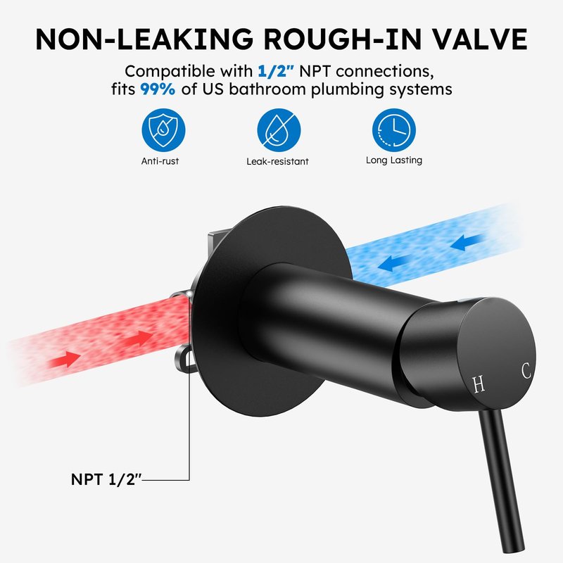Arofa Built-in Hot and Cold Handheld Bidet Sprayer for Toilet, Black Warm Water Bidet with Adjustable Water Flow, Dual Control Mode Muslim Shower with Spray Hose for Feminine Wash, Wall Mounted