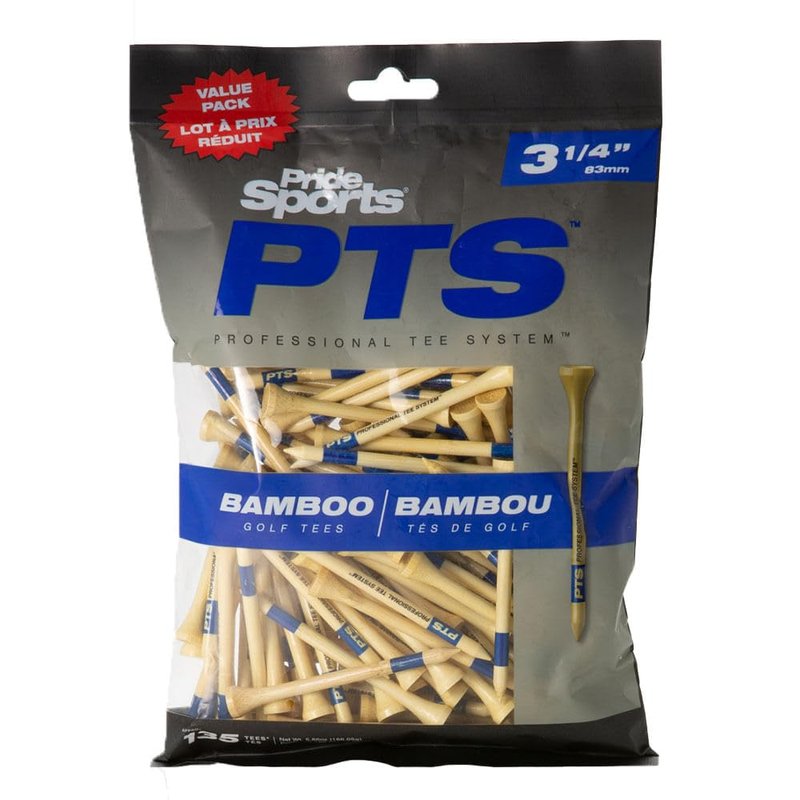 PrideSports PTS Bamboo Golf Tees | 135 Count, 3-1/4 Inch Bamboo | #1 Tee Brand on Tour | Best for Drivers & Woods