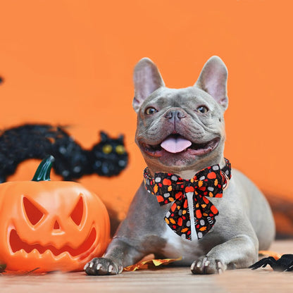 ARING PET Halloween Dog Collar with Bow, Cotton Autumn Black Pumpkin Orange Sailor Bowtie Collars with Metal Buckle for Puppy Small Medium Large Girl Boy Dogs Pets-S