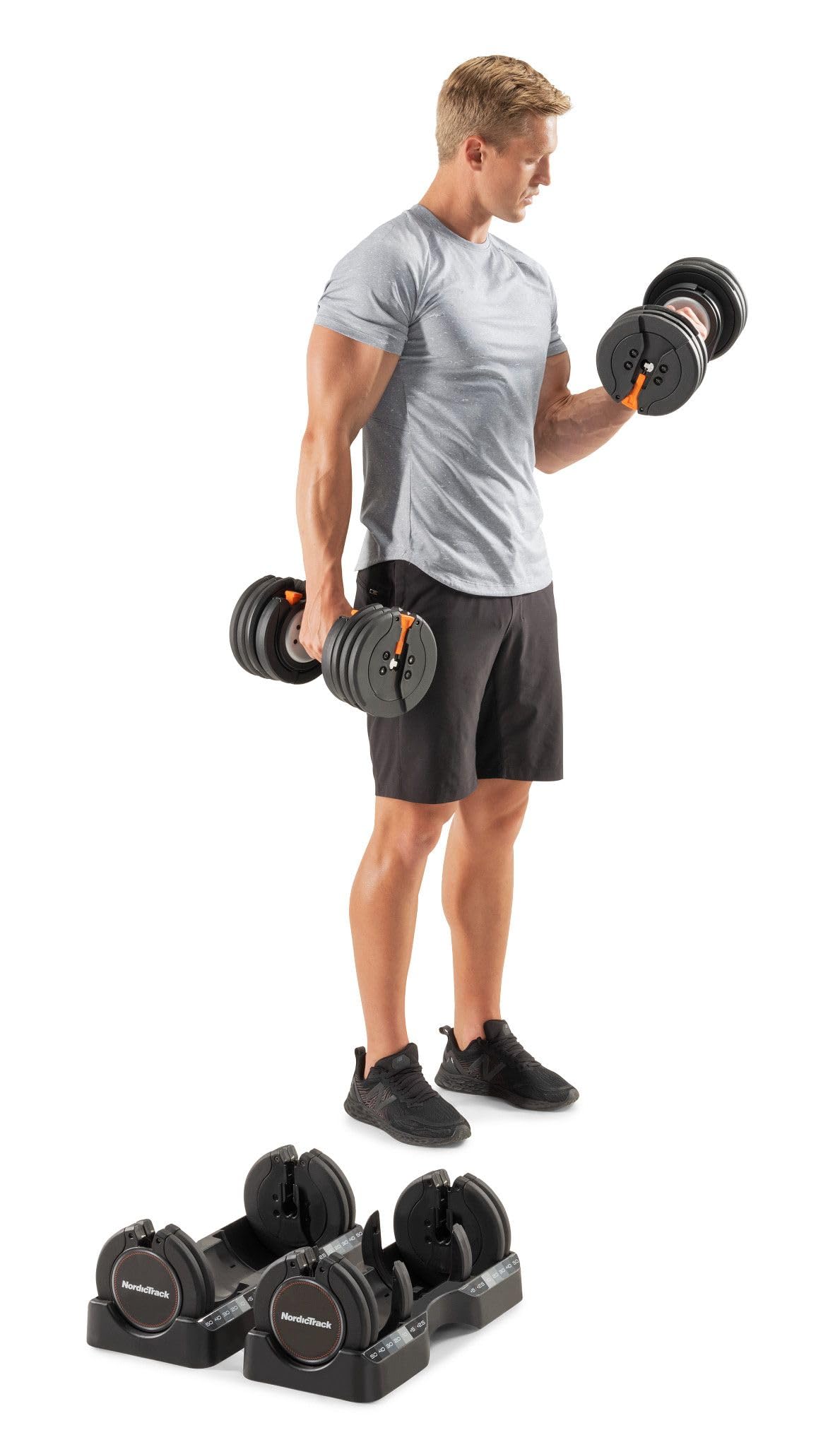 NordicTrack 55 lb Select-a-Weight Dumbbell Pair, Black