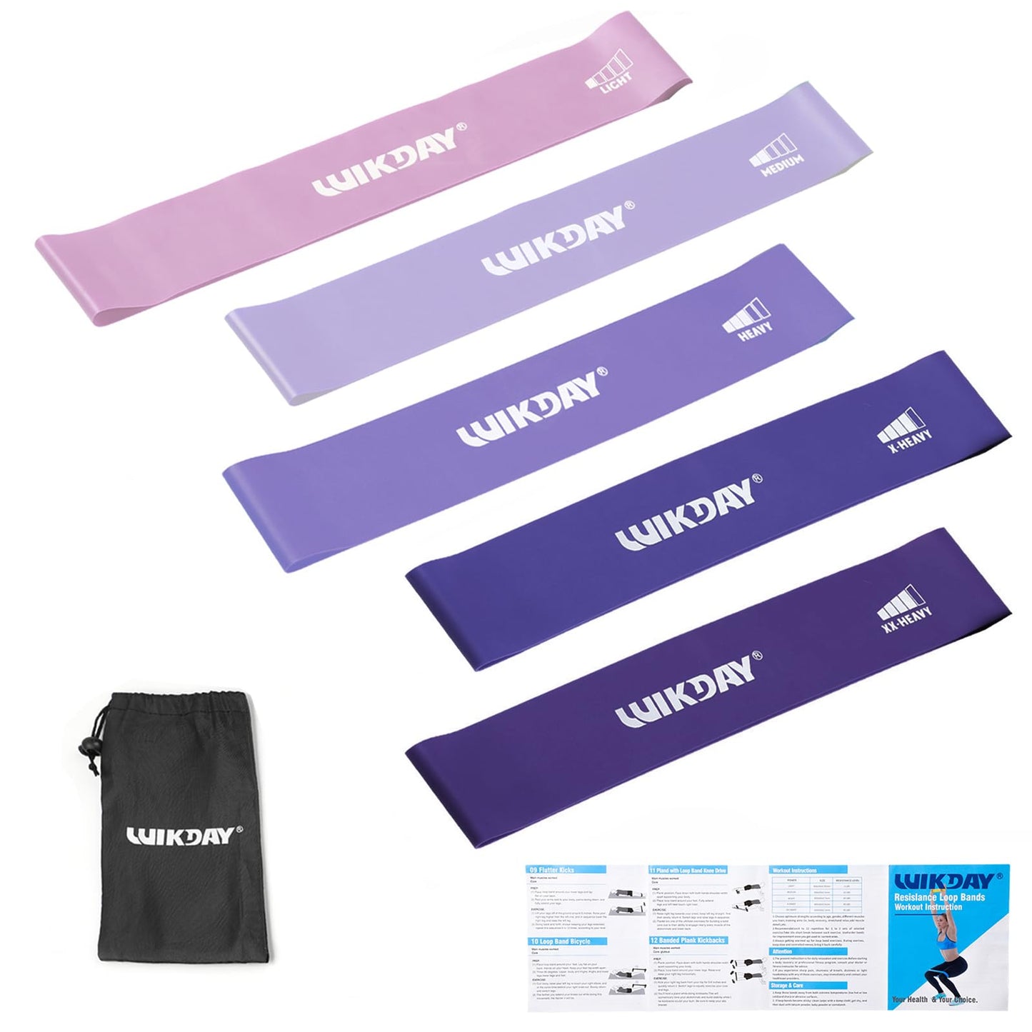 Resistance Bands for Working Out Exercise Loop Bands Workout Bands Set for Men Women Body Stretching, Crossfit Training, Home Workout, Physical Therapy, Booty Legs, Set of 5