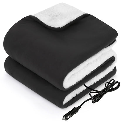 Sealy 12-Volt Heated Car Blanket, Portable Electric Blanket with 3 Heating Levels & 4 Hours Auto Off for Car, Truck, SUV, RV or Camping, Machine Washable, 59" X 43", Charcoal