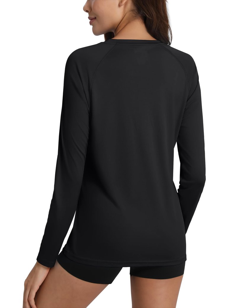 Cavva UV Protection Shirt for Women Workout Dry Fit Long Sleeve Tshirt Breathable Active Hiking Fishing Top Black, M