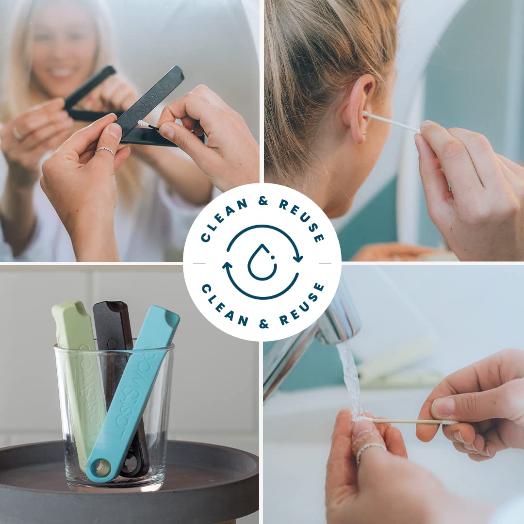 LastSwab® Reusable Buds Swabs for Ear Cleaning - The Sustainable and Sanitary Alternative to Single-Use Q Tips - Zero Waste and Easy to Clean - Comes with a Convenient Travel Case Holder