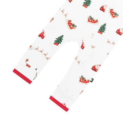 KYTE BABY Soft Bamboo Rayon Rompers, Zipper Closure, 0-24 Months (Santa Sleigh, 6-12 Months)