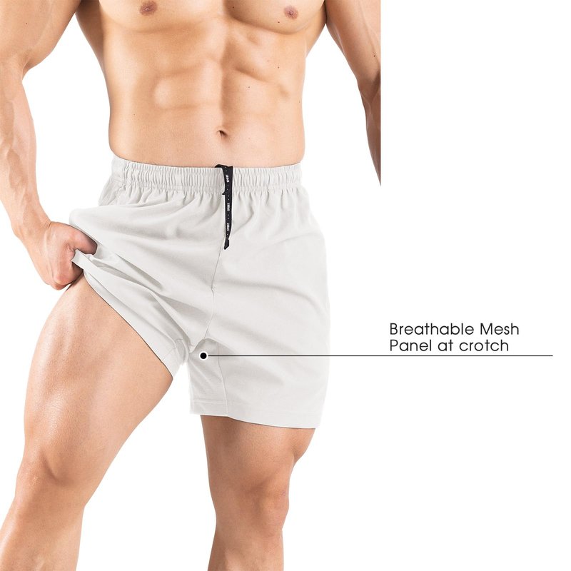 Gaglg Men's 5" Running Shorts 2 Pack Quick Dry Athletic Workout Gym Shorts with Zipper Pockets White/Red,Medium