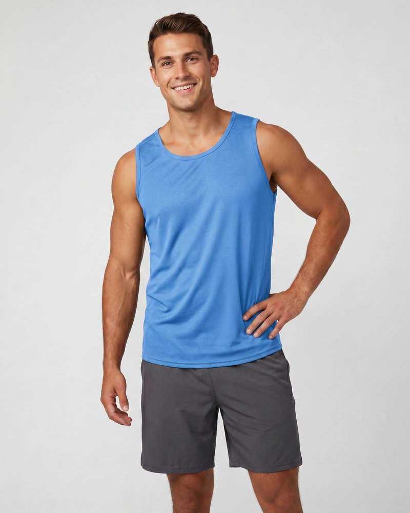 Real Essentials 5 Pack: Men's Dry-Fit Muscle Tank Top Sleeveless Shirts Workout Tees Athletic Gym (Big & Tall Available)- Set 8, XXL