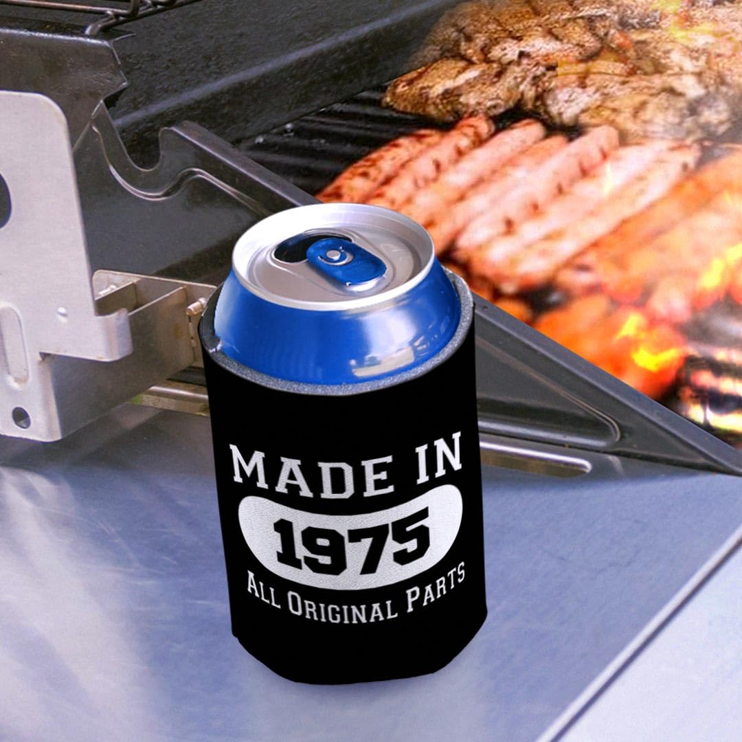 50th Birthday Gifts For Women Made In 1975 Original Parts 2-Pack Can Drink Thermocoolers Black